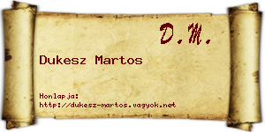 Dukesz Martos névjegykártya